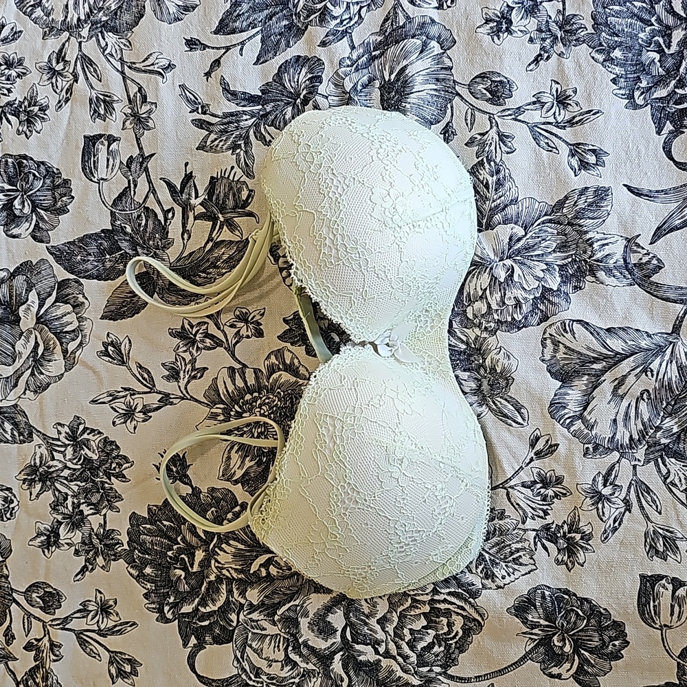 Victoria’s Secret Padded Demi Lace Dentelle Mint Light Green Bra 32D